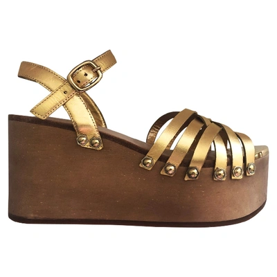 Pre-owned Rachel Zoe Leather Sandal In Gold