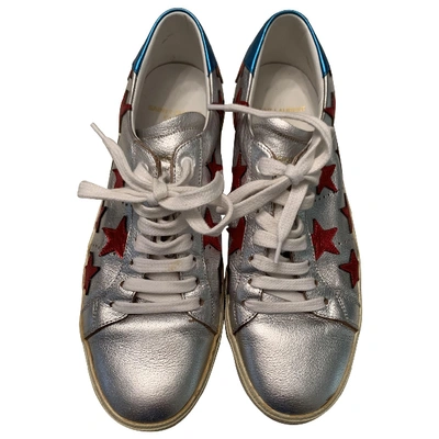 Pre-owned Saint Laurent Court Silver Leather Trainers