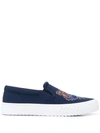 Kenzo Logo Print Slip-on Sneakers In Blue