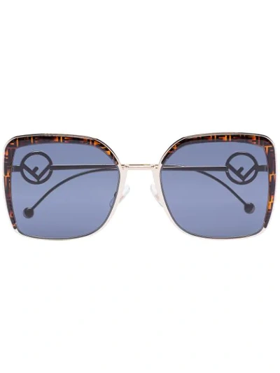 Fendi Ff Logo-frame Square Sunglasses In Brown