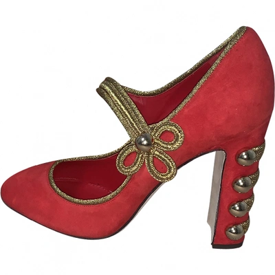 Pre-owned Dolce & Gabbana Red Suede Heels