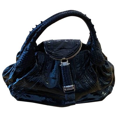 Pre-owned Fendi Patent Leather Handbag In Black