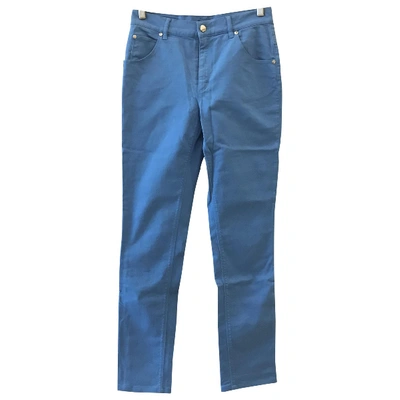 Pre-owned Escada Trousers In Blue