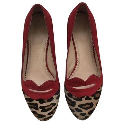 Pre-owned Charlotte Olympia Ballet Flats In Red