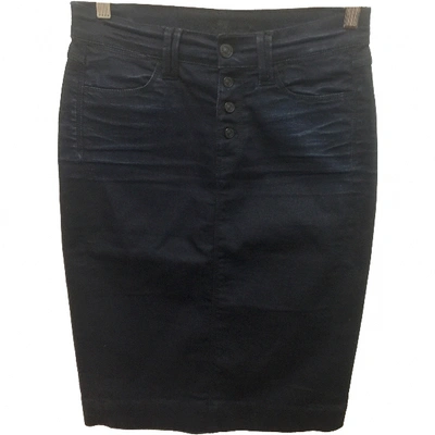 Pre-owned 7 For All Mankind Mid-length Skirt In Navy