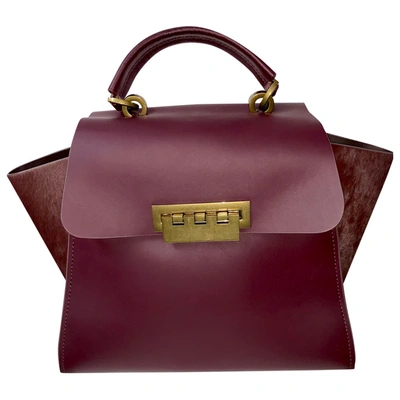 Pre-owned Zac Posen Leather Handbag In Burgundy