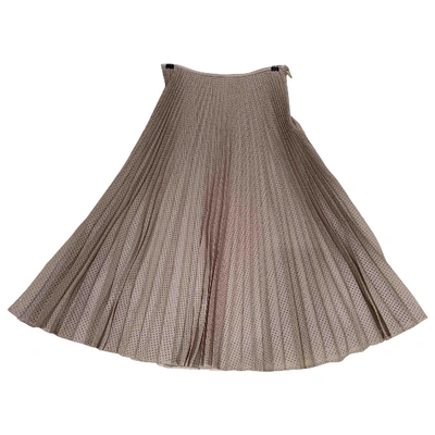 Pre-owned Fendi Silk Maxi Skirt In Beige