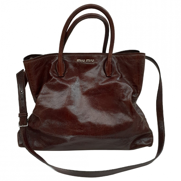 Preowned Miu Miu Brown Leather Handbag ModeSens
