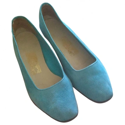 Pre-owned Ferragamo Ballet Flats In Turquoise