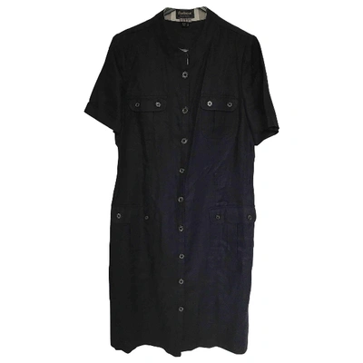 Pre-owned Barbour Linen Mid-length Dress In Navy
