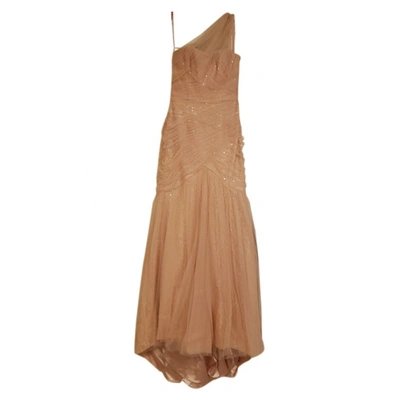 Pre-owned Monique Lhuillier Lace Maxi Dress In Pink