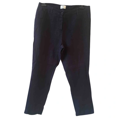 Pre-owned Stella Forest Linen Straight Pants In Navy