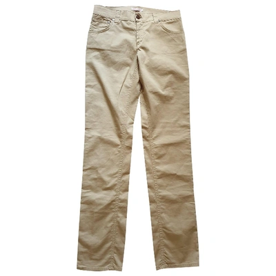 Pre-owned Dondup Trousers In Ecru