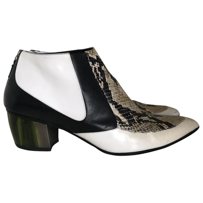 Pre-owned Rodarte Leather Western Boots In White