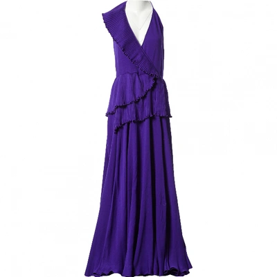 Pre-owned Pascal Millet Silk Maxi Dress In Purple