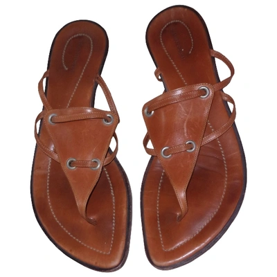 Pre-owned Heschung Leather Sandals In Brown