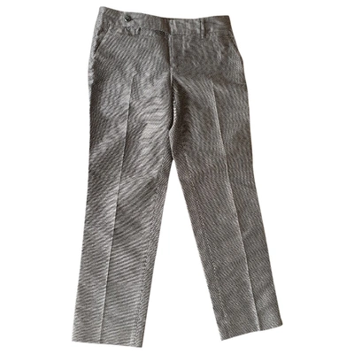Pre-owned Gucci Silk Slim Trousers In Grey