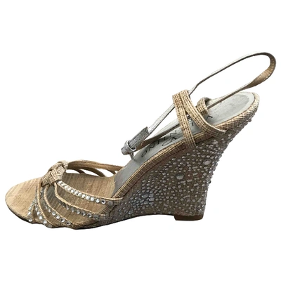 Pre-owned Valentino Garavani Beige Glitter Sandals | ModeSens