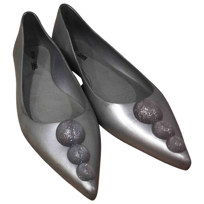 Pre-owned Melissa Ballet Flats In Silver