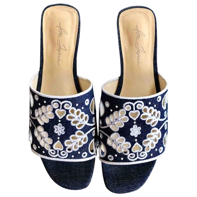 Pre-owned Isa Tapia Cloth Mules In Blue