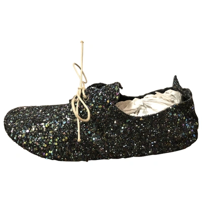 Pre-owned Anniel Glitter Flats In Navy