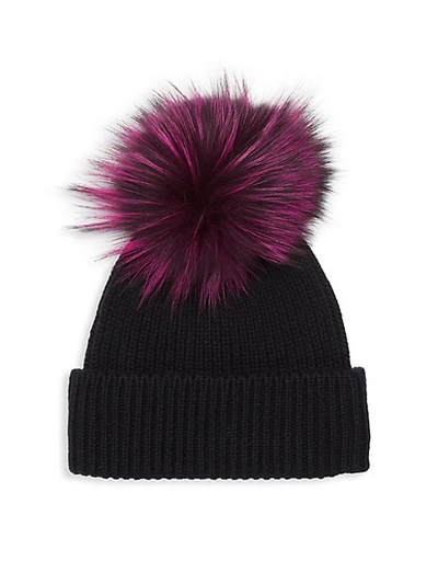 Amicale Fox Fur-accented Cashmere Beanie