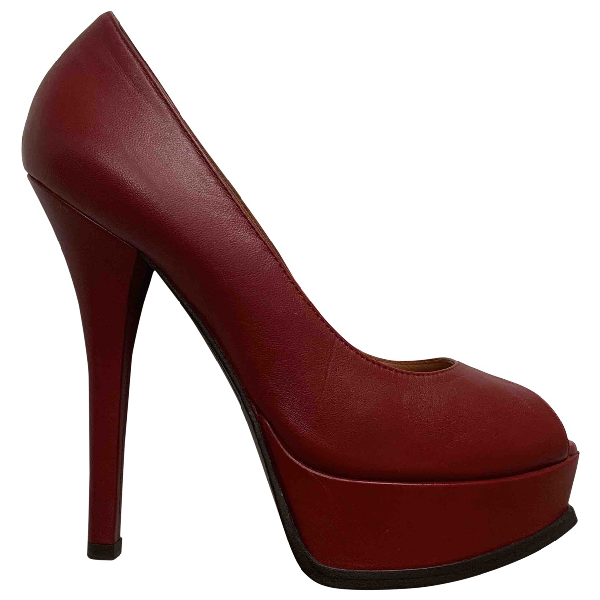 red leather stilettos