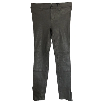 Pre-owned J Brand Leather Slim Trousers In Grey