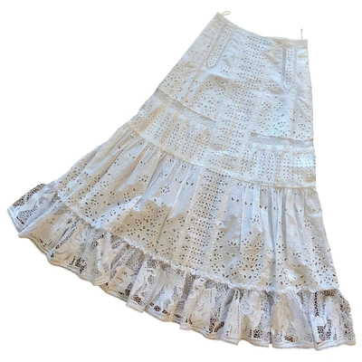 Pre-owned Loewe Maxi Skirt In White