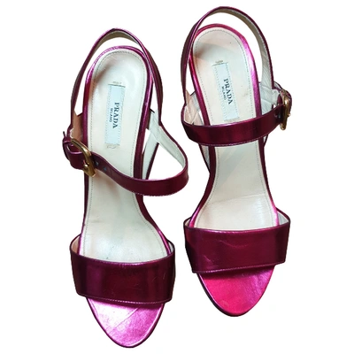 Pre-owned Prada Leather Sandals In Purple