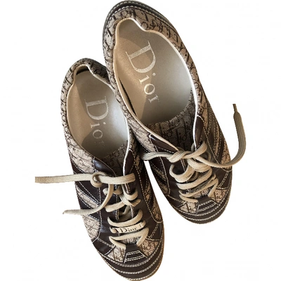 Pre-owned Dior Cloth Trainers In Brown