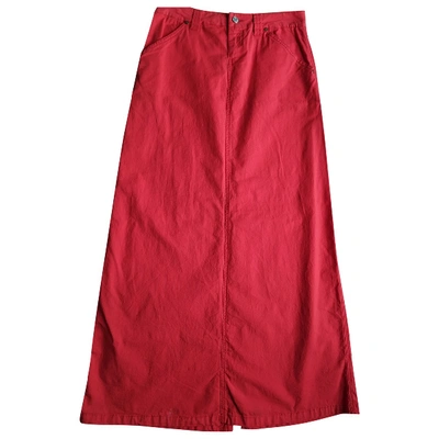 Pre-owned Dkny Maxi Skirt In Red