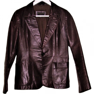 Pre-owned Roberto Cavalli Leather Biker Jacket In Brown