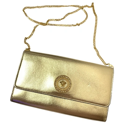 Pre-owned Versace Leather Clutch Bag In Gold