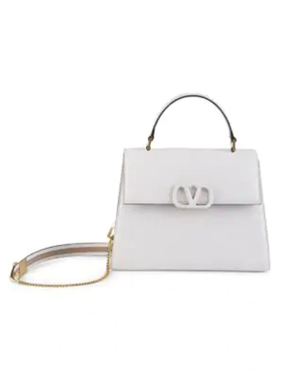 Valentino Garavani Vsling Leather Top Handle Bag In White