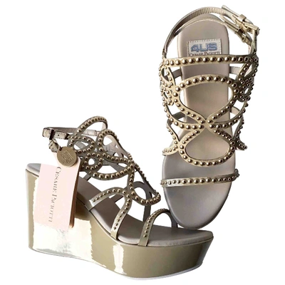 Pre-owned Cesare Paciotti Patent Leather Sandal In Beige