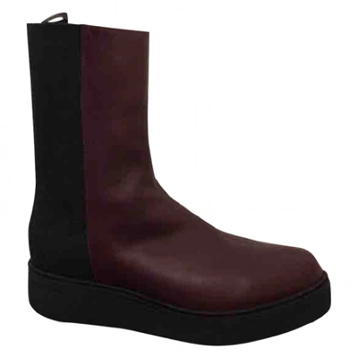 Pre-owned Hope Leather Boots In Burgundy
