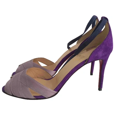 Pre-owned Christian Louboutin Cloth Sandals In Purple