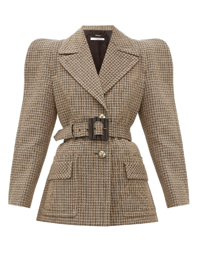 Givenchy Belted Single-breasted Checked-wool Jacket In Biege Camel