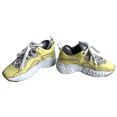 Pre-owned Acne Studios Manhattan Leather Trainers In Yellow