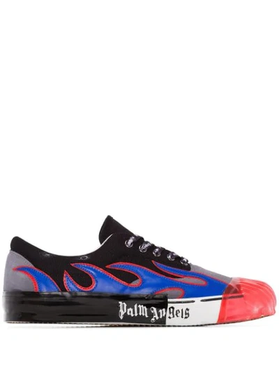 Palm Angels Leather Flame Low-top Canvas Trainers In Red