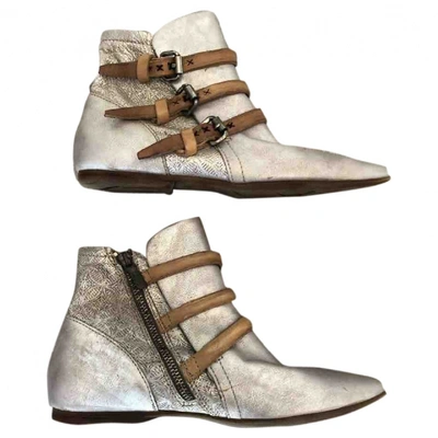 Pre-owned As98 Silver Leather Ankle Boots