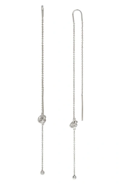 Allsaints Chain & Knot Threader Earrings In Silver