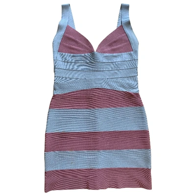 Pre-owned Herve Leger Mini Dress In Pink