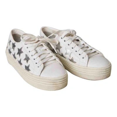 Pre-owned Saint Laurent Court White Leather Trainers