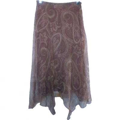 Pre-owned Tara Jarmon Silk Mid-length Skirt In Brown