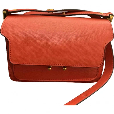 Pre-owned Marni Trunk Leather Handbag In Red