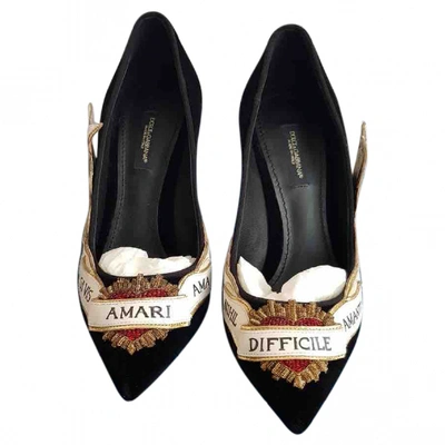 Pre-owned Dolce & Gabbana Black Velvet Heels