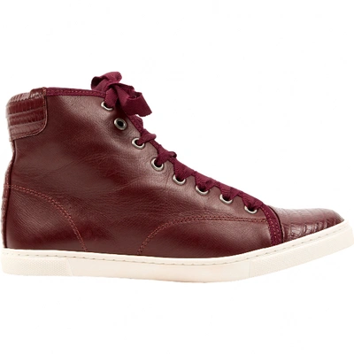Pre-owned Lanvin Leather Trainers In Burgundy