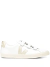 Veja Net Sustain 3-lock Logo Metallic-trimmed Leather Sneakers In White